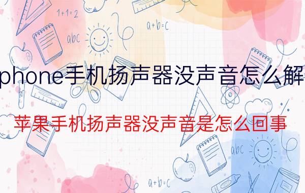 iphone手机扬声器没声音怎么解决 苹果手机扬声器没声音是怎么回事？